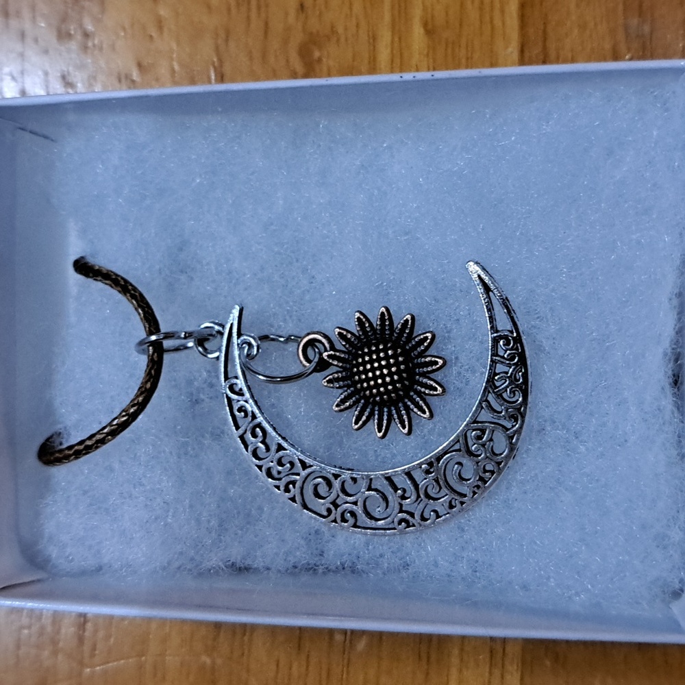 Crescent Moon Sunflower Necklace - Picture 2 of 5